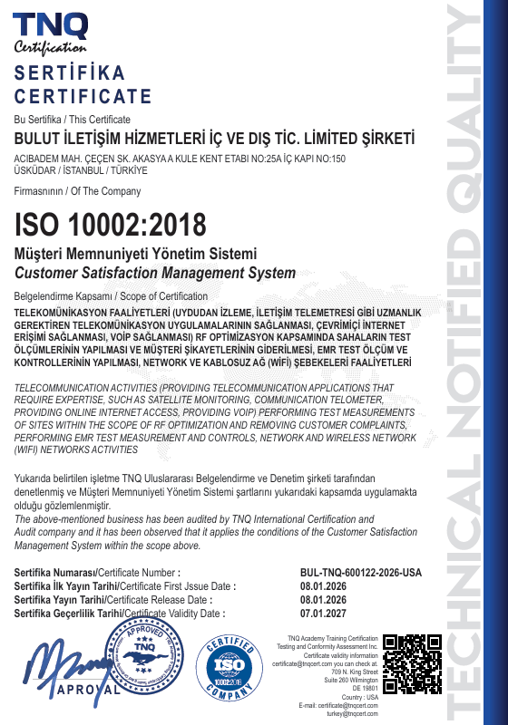 ISO 10002:2018 Sertifikası