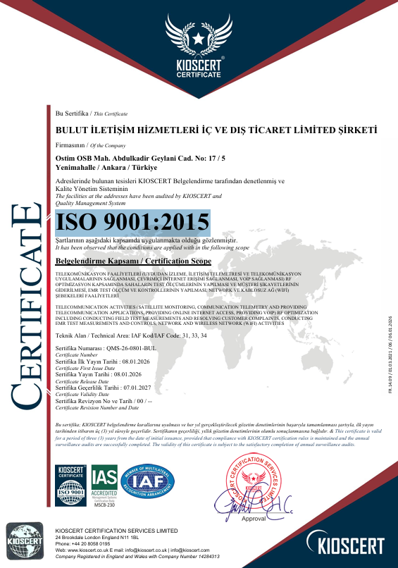 ISO 9001:2015 Sertifikası